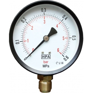 HPA Manometr grzewczy 100 mm, 0-1-2,5-4-6-10-16-25 bar, M 20x1,5 rad, KL. 1,6 pionowy